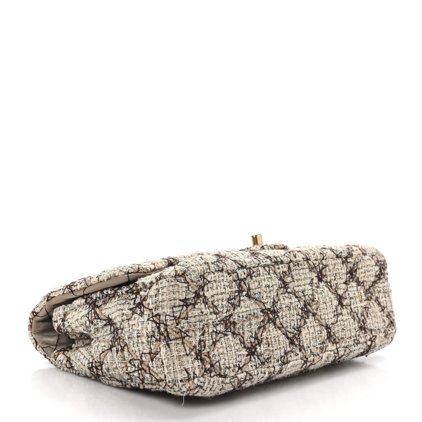 Metallic Tweed Quilted Medium Single Flap Beige Multicolor
