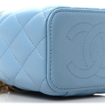 Chanel Lambskin Quilted Enamel Coco Mini Vanity Case With Chain Blue 9 of 10