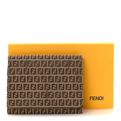 Fendi Zucchino Compact Wallet Toro Mogano Panna 15 of 15