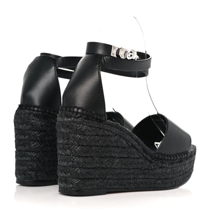Hermes Calfskin Tivoli Espadrille Wedge Sandals 36 Black 4 of 8