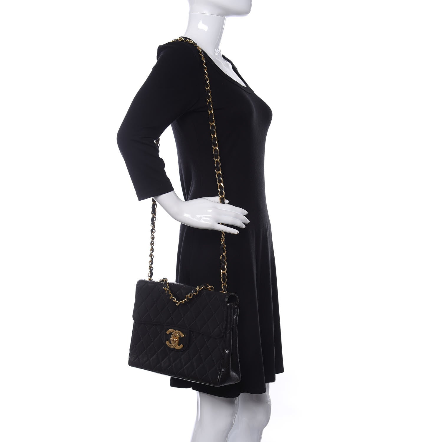 Chanel Lambskin Quilted XL Jumbo Single Flap Black 2 of 11