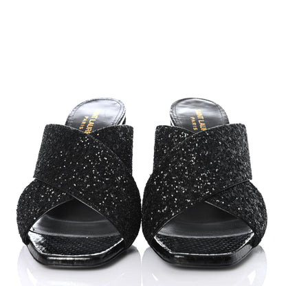 Saint Laurent Glitter LouLou 95 Mules 38 Black 2 of 4