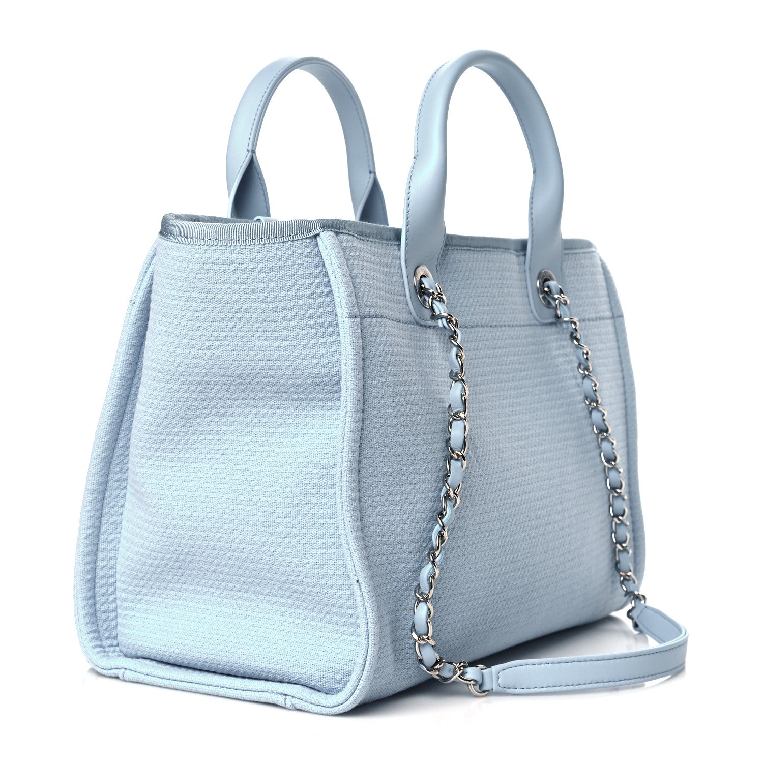 Chanel Mixed Fibers Small Deauville Tote Light Blue 4 of 11