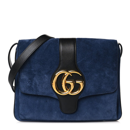 Gucci Suede Medium Arli Flap Shoulder Bag Blue Ink Black 1 of 11