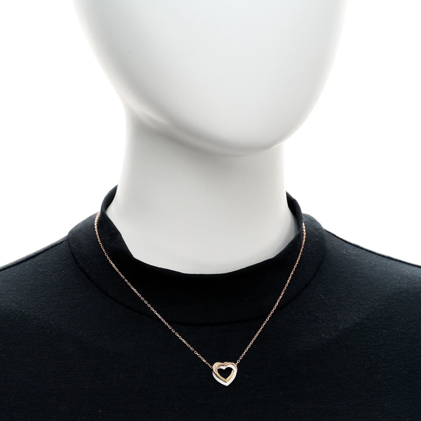 18K Pink Yellow White Gold Diamond Trinity Heart Pendant Necklace