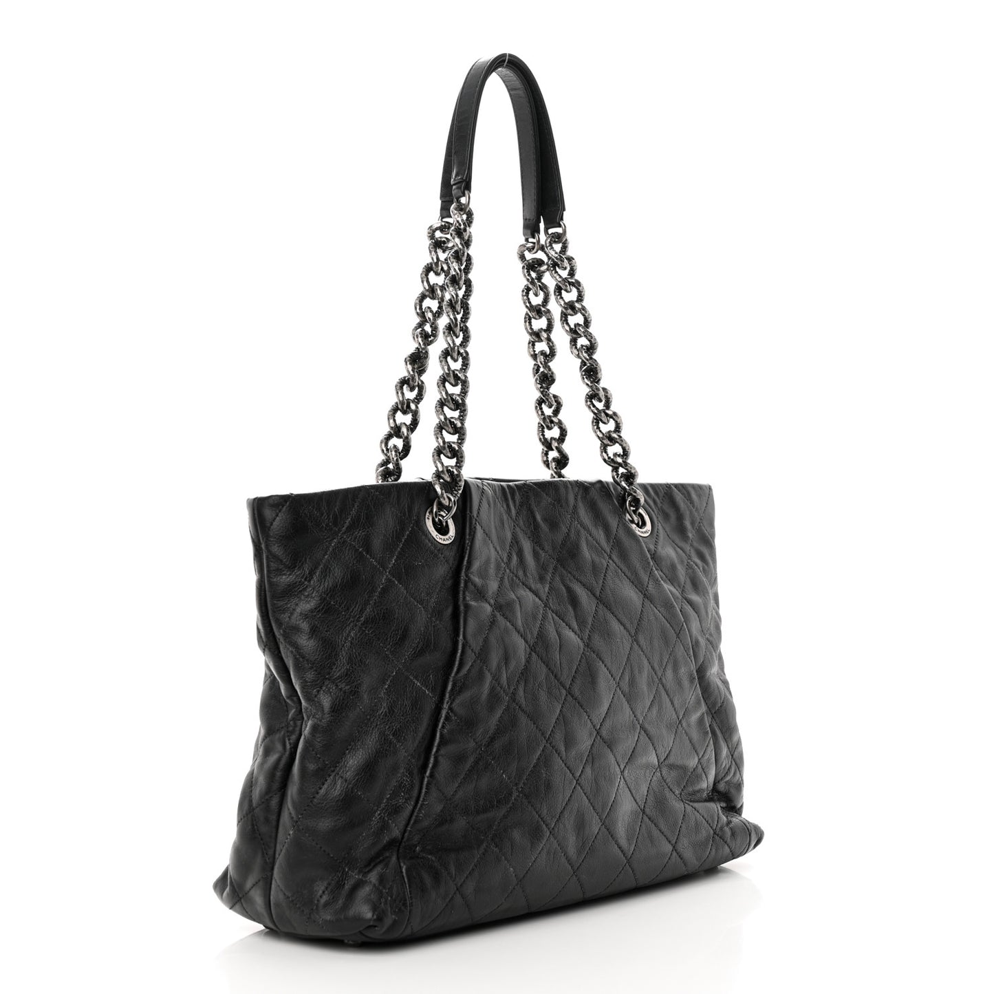 Calfskin Quilted Large Coco Pleats Tote Black