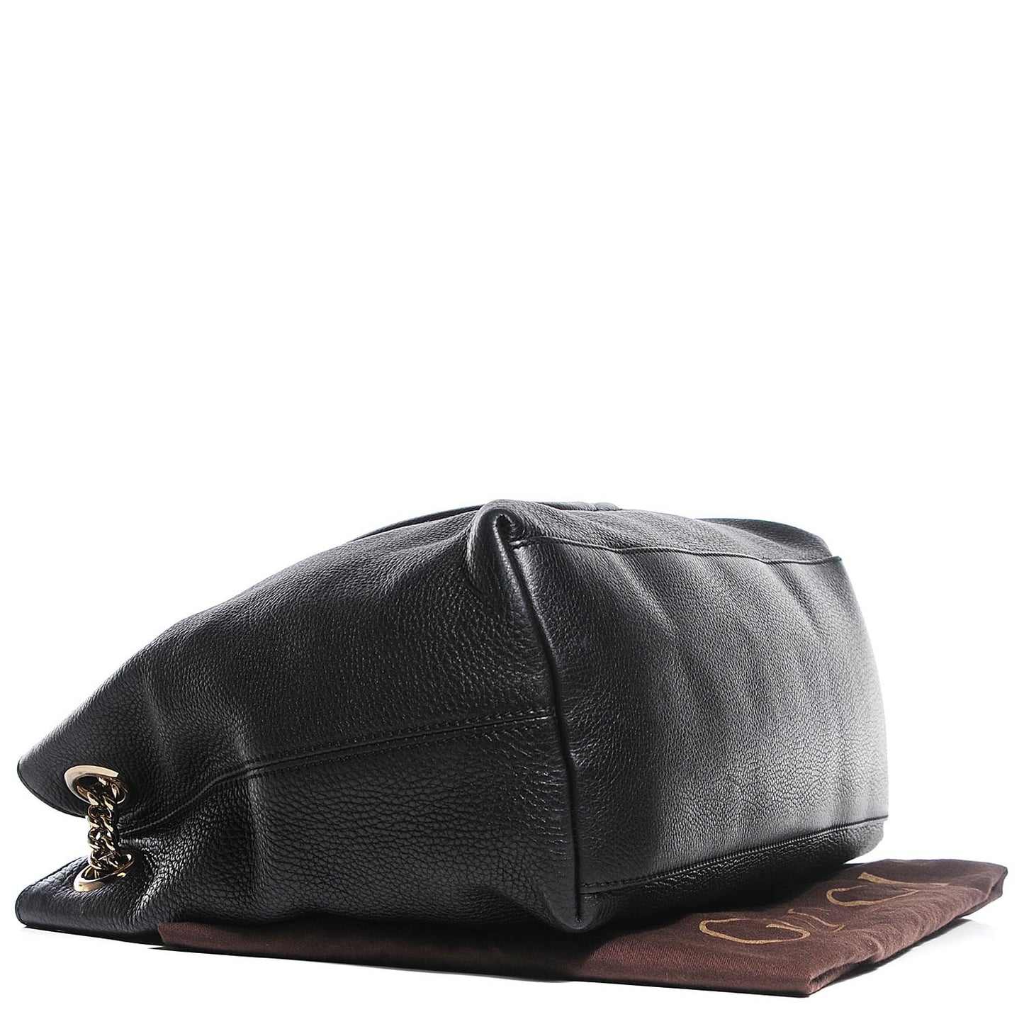 Pebbled Calfskin Medium Soho Chain Shoulder Bag Black