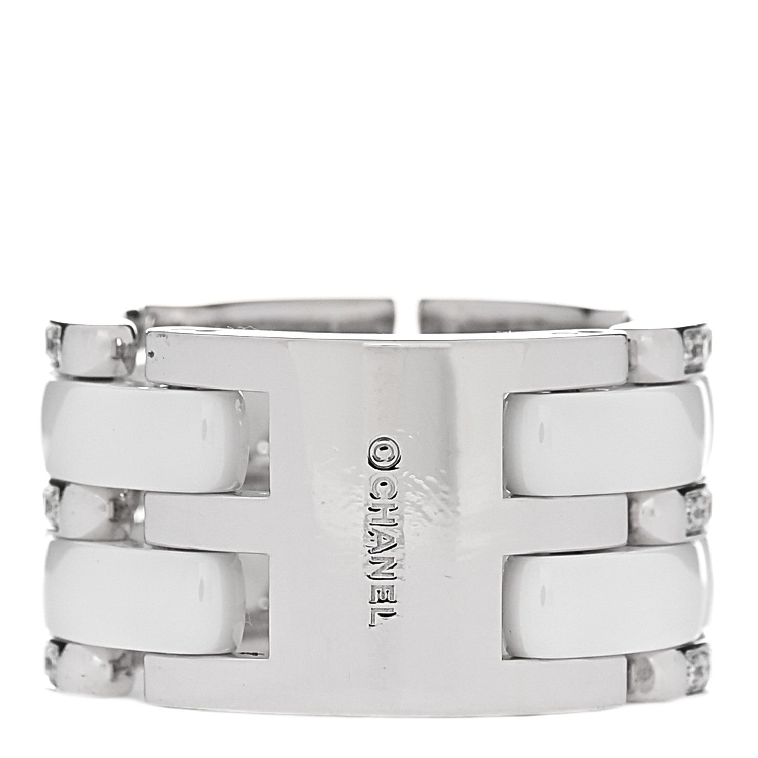Chanel 18K White Gold Diamond Ceramic Large Ultra Ring 51 5.75 White 3 of 6