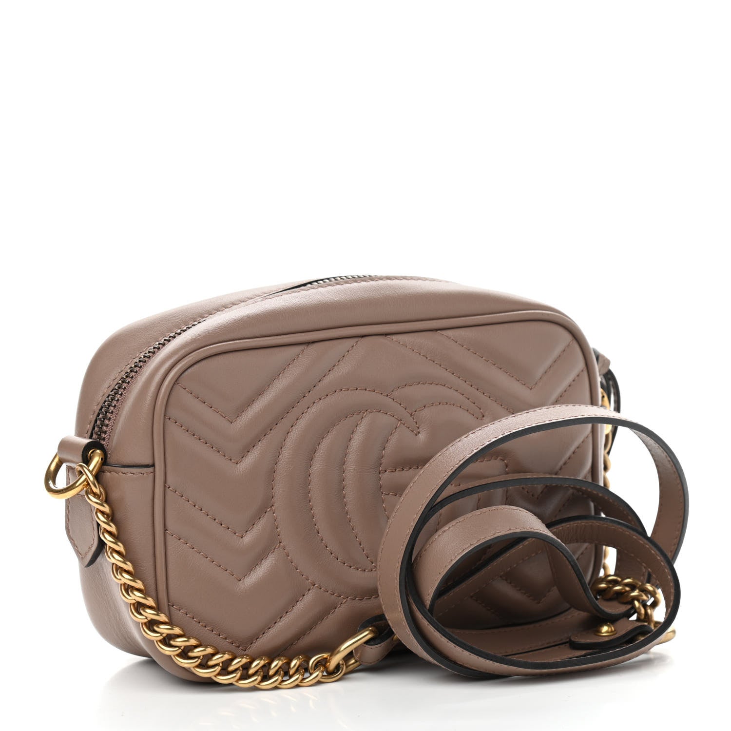 Gucci Calfskin Matelasse Mini GG Marmont Chain Shoulder Bag Porcelain Rose 3 of 10