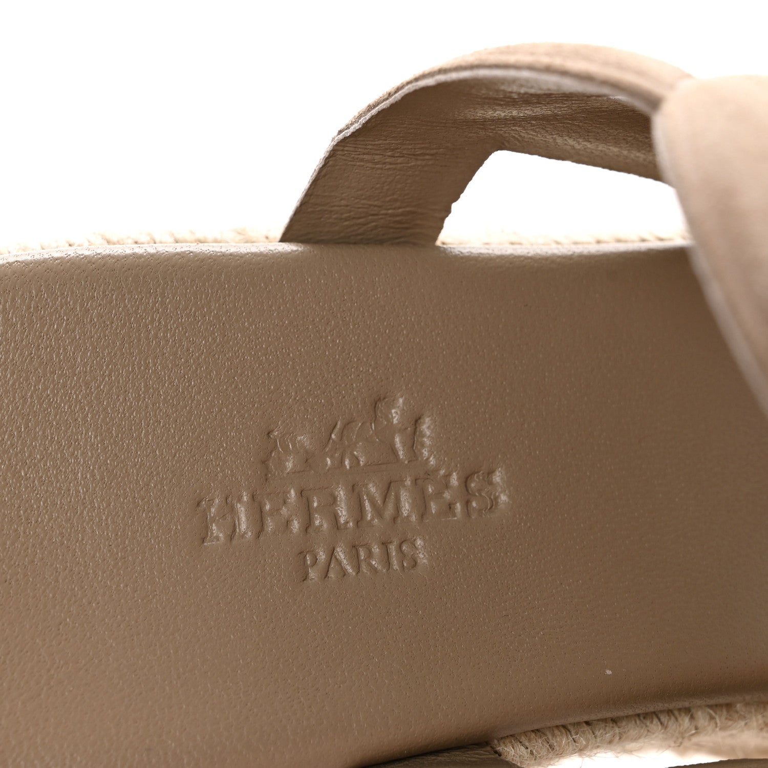 Hermes Suede Goatskin Ithea 30 Espadrille Wedge Sandals 37 Beige Sable 8 of 10