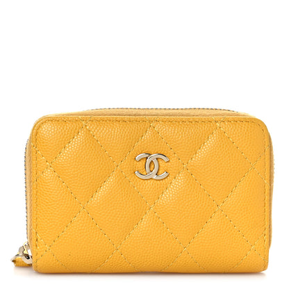 Chanel Caviar Quilted Zip Coin Purse Yellow 1 of 10