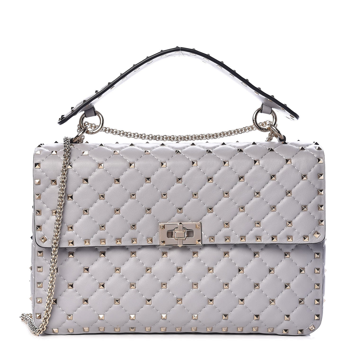 Valentino Garavani Nappa Large Rockstud Spike Shoulder Bag Pastel Grey 1 of 9