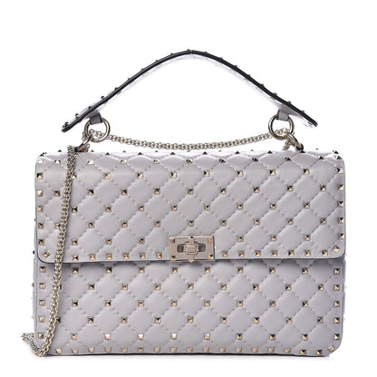 Valentino Garavani Nappa Large Rockstud Spike Shoulder Bag Pastel Grey 1 of 9