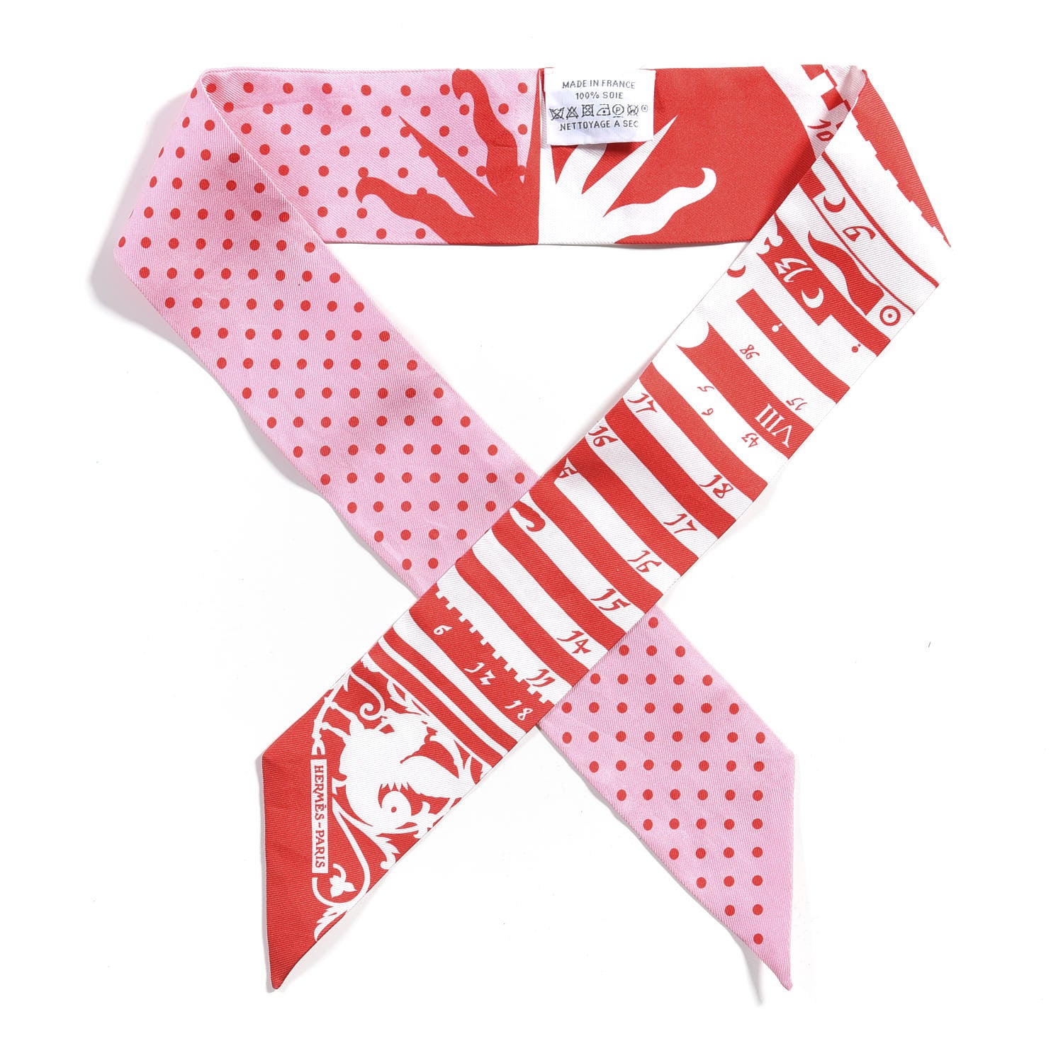 Hermes Silk Astrologie a Pois Twilly Rouge Blanc Rose 1 of 4
