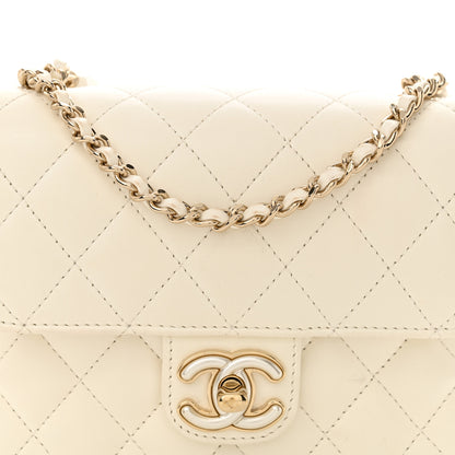 Chanel Lambskin Resin Quilted Mini Heart Square Flap White 8 of 11