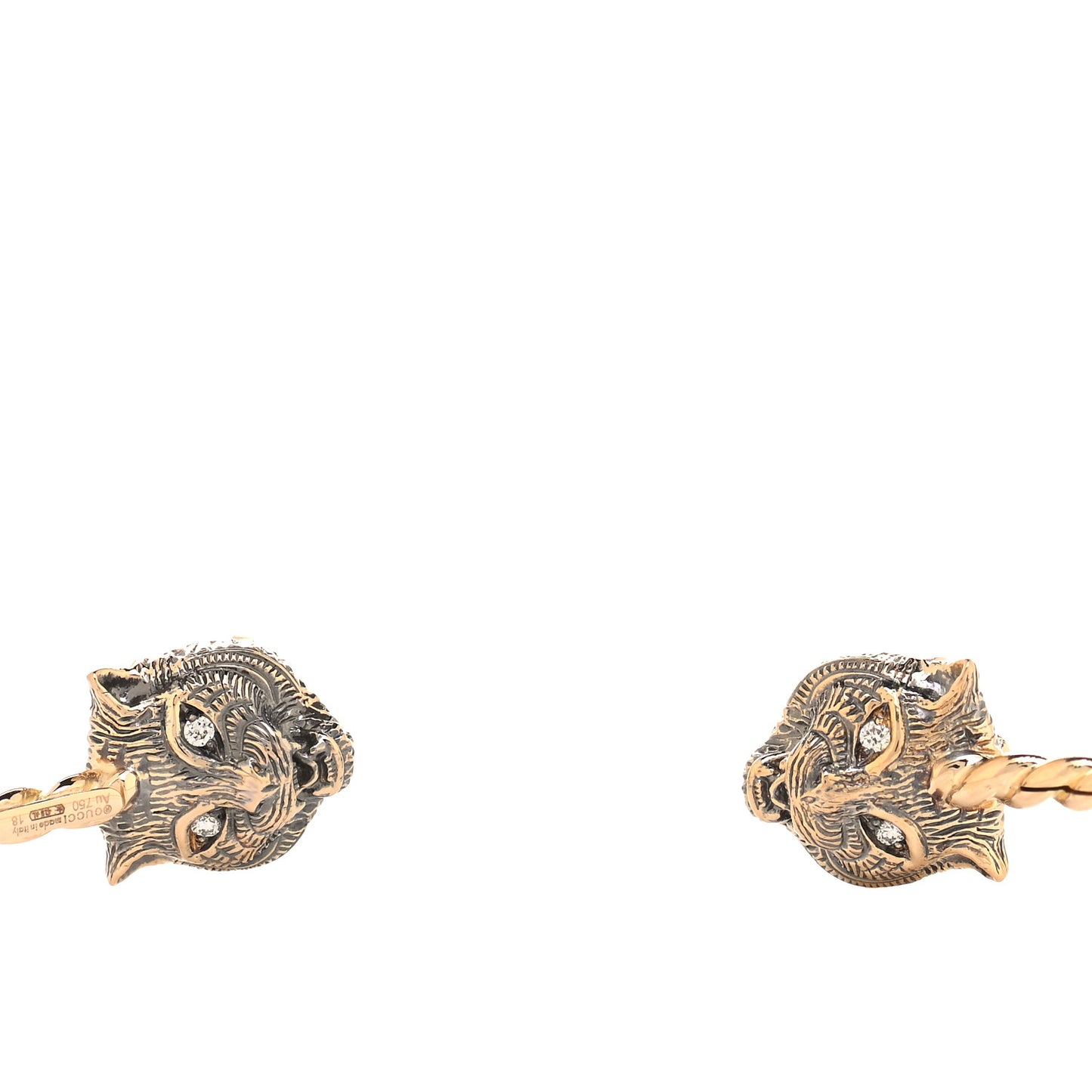 18K Yellow Gold Diamond Citrine Pink Tourmaline Marche des Merveilles Feline Cuff Bracelet