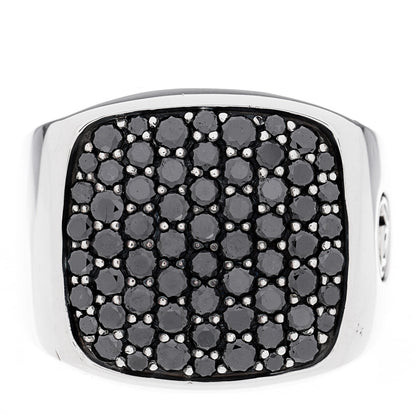 David Yurman Sterling Silver Black Diamond Streamline Signet Ring 57 8 1 of 5