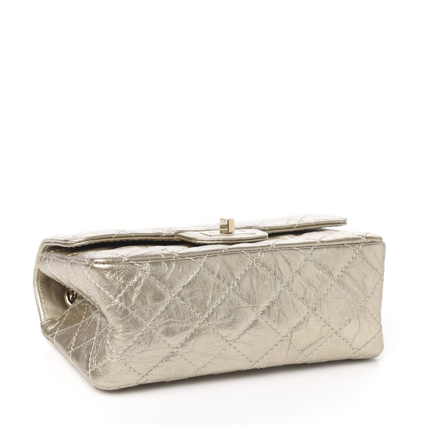 Aged Calfskin Quilted 2.55 Reissue Mini Flap Light Gold