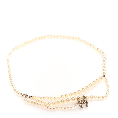 Chanel Metal Pearl CC Belt Gold White 1 of 3