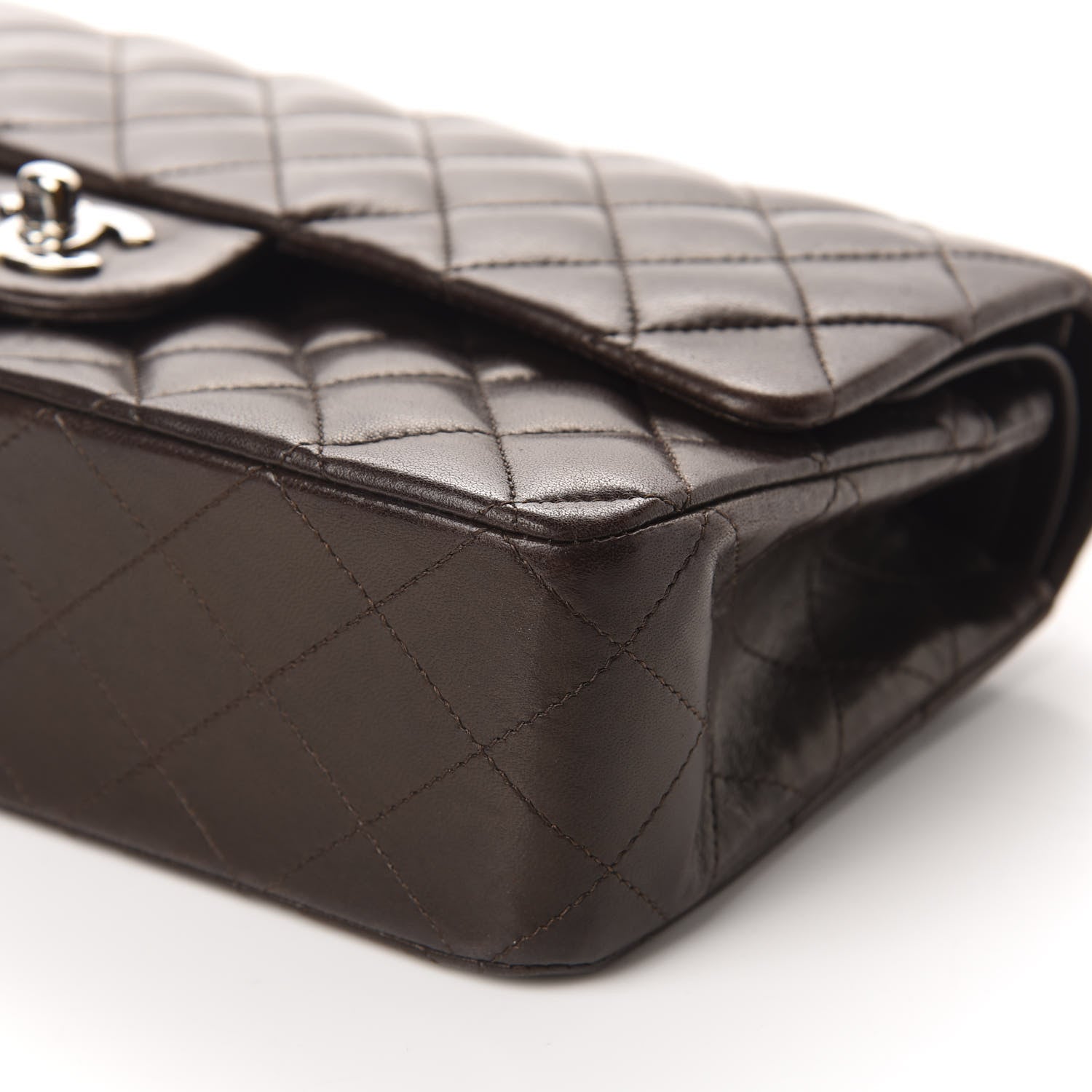 Chanel Lambskin Quilted Medium Double Flap Dark Brown 7 of 12