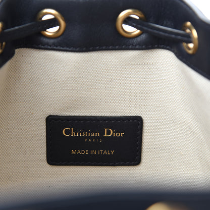 Christian Dior Oblique Drawstring Chain Large Bucket Bag Blue 8 of 10