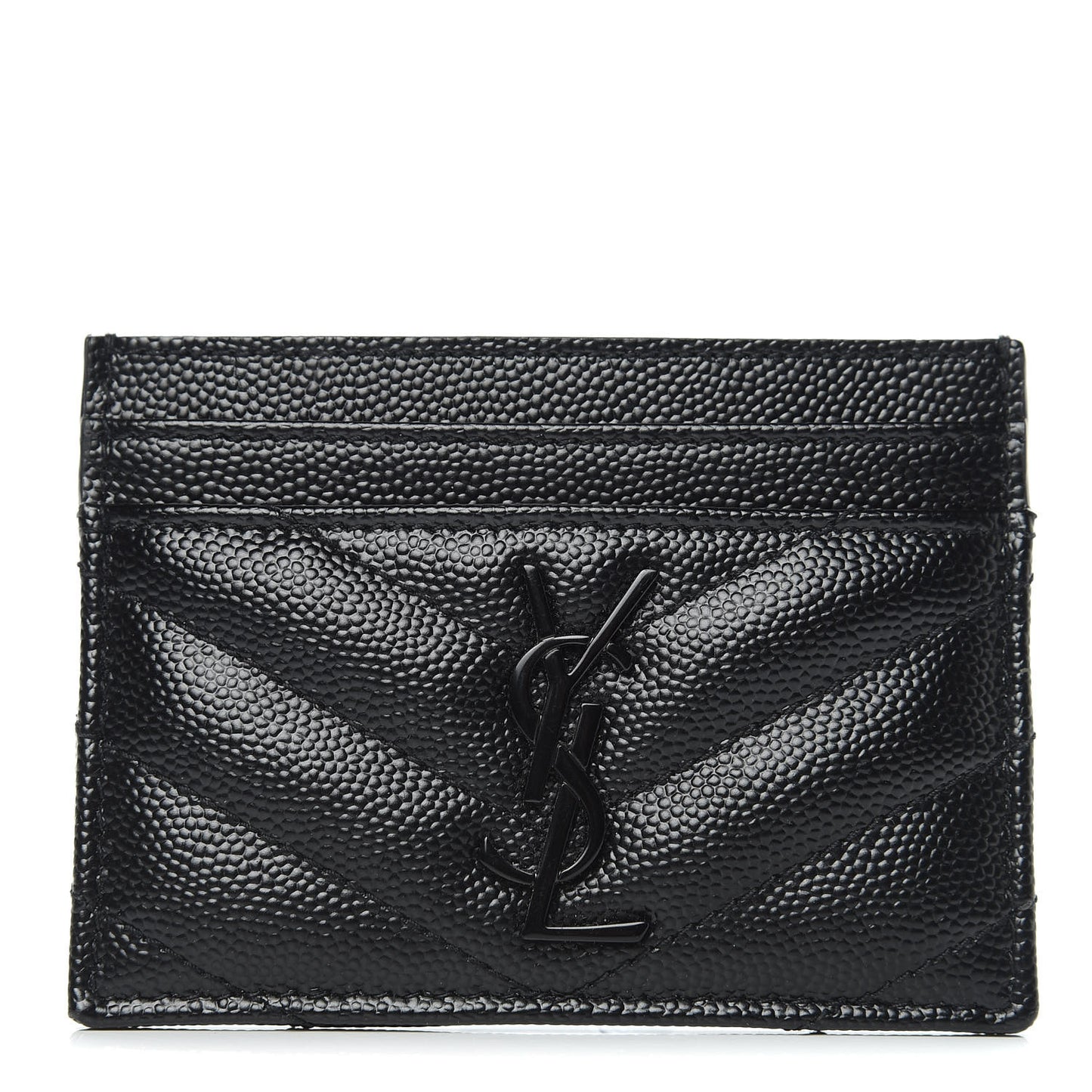 Grain De Poudre Matelasse Chevron Monogram Credit Card Case Black
