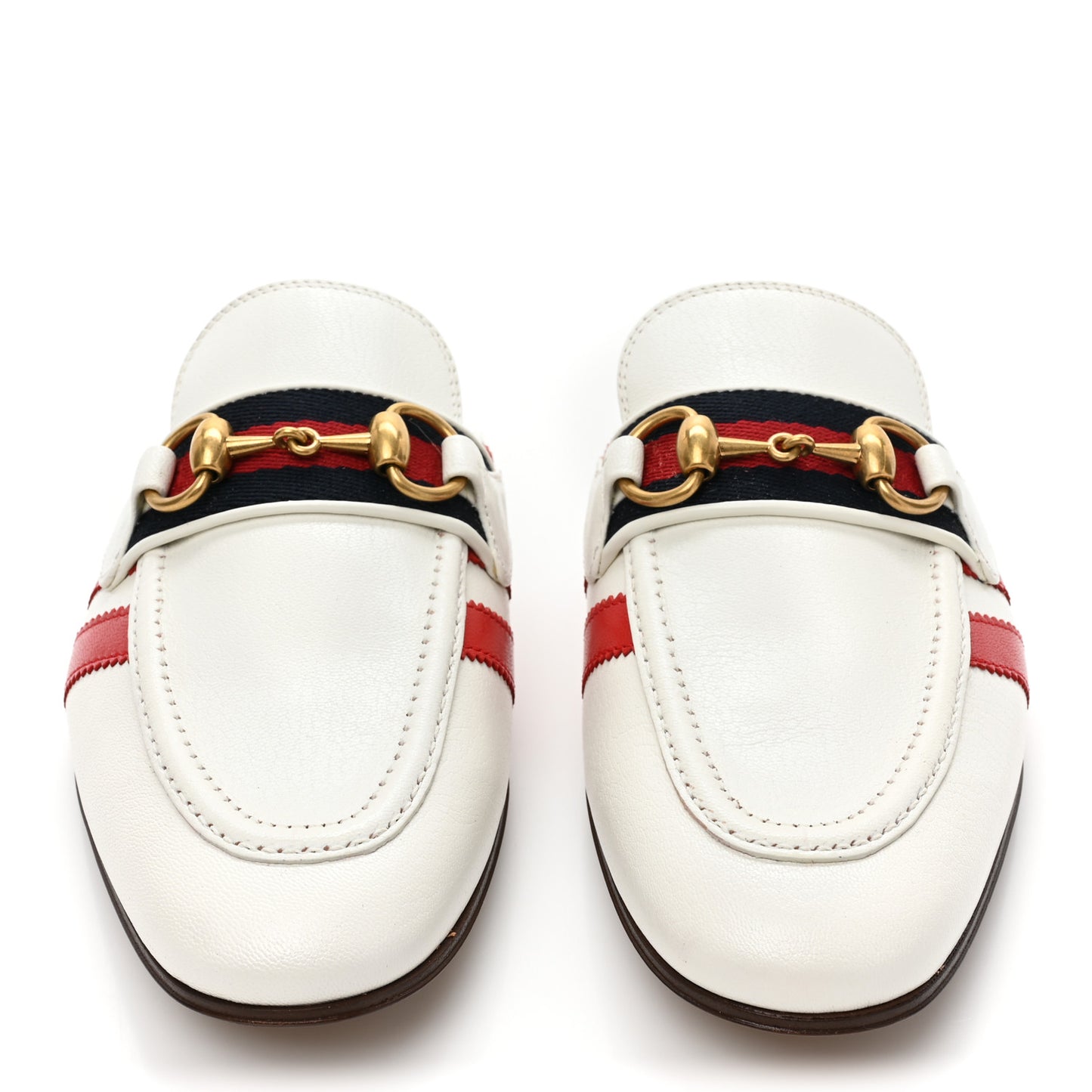 X ADIDAS Quentin Goatskin Web Womens Horsebit Slippers 38 Off White Maple Red