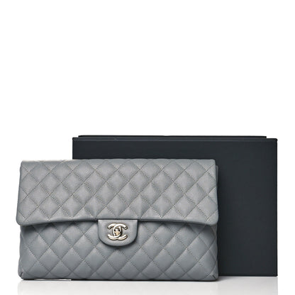 Chanel Caviar Quilted Flap Clutch Grey 11 of 11