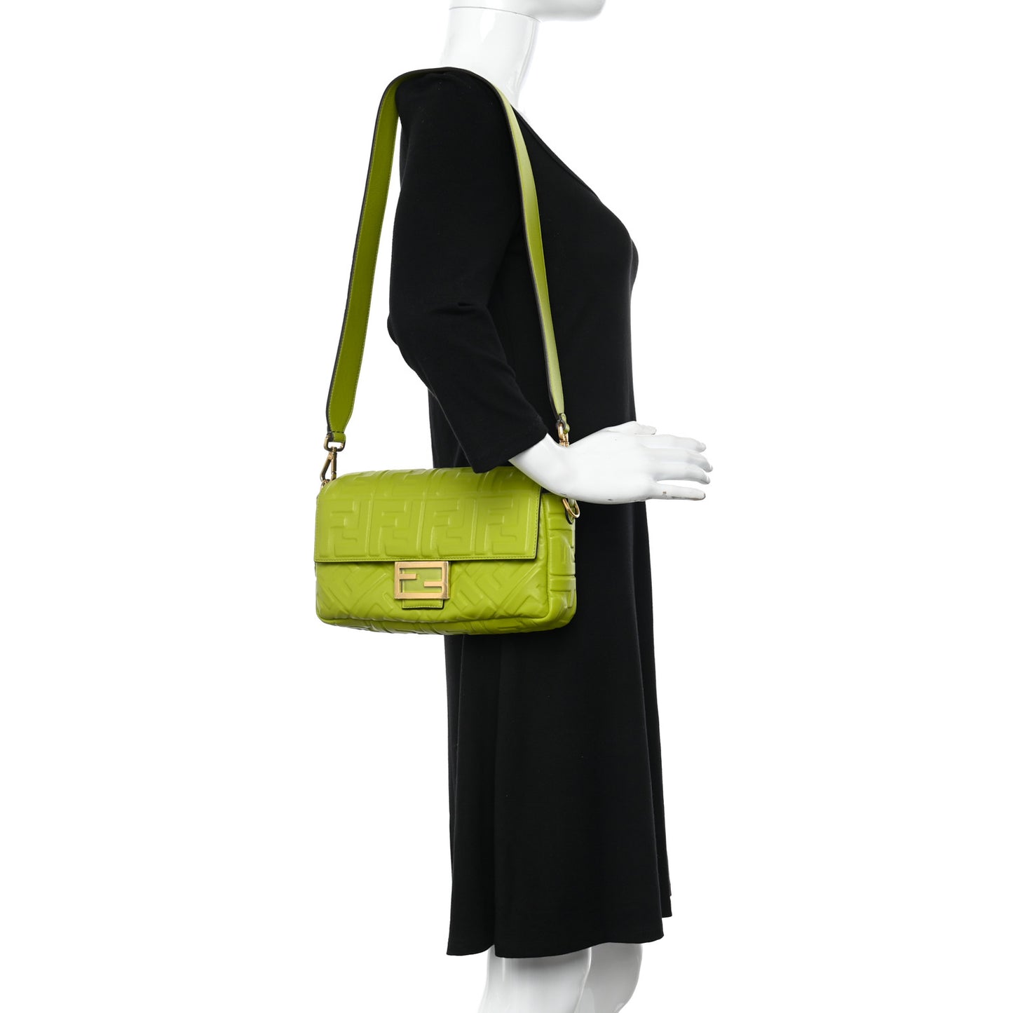 Nappa FF 1974 Embossed Baguette Wasabi