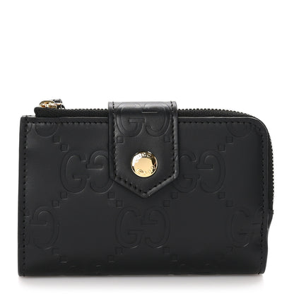 Gucci Piuma Calfskin Jumbo GG Embossed Medium Wallet Black 1 of 8
