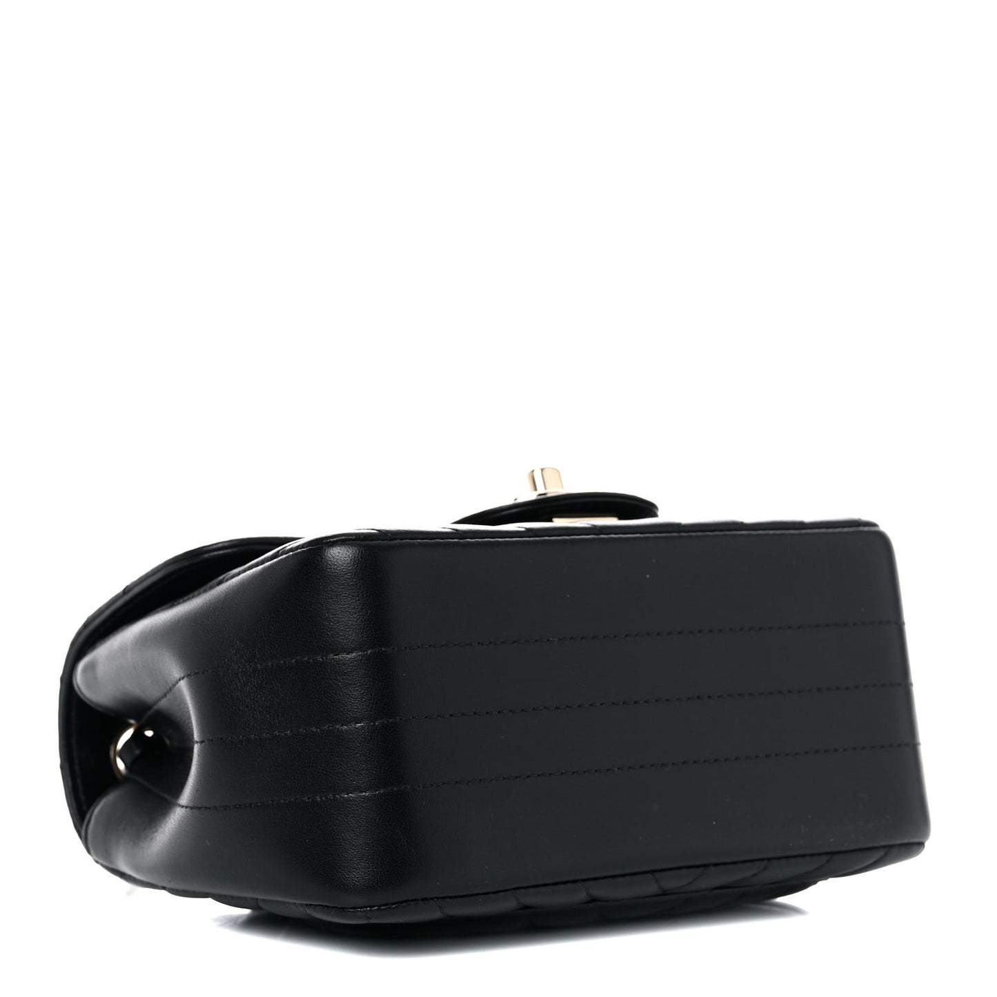 Lambskin Chevron Quilted Mini Square Flap Black