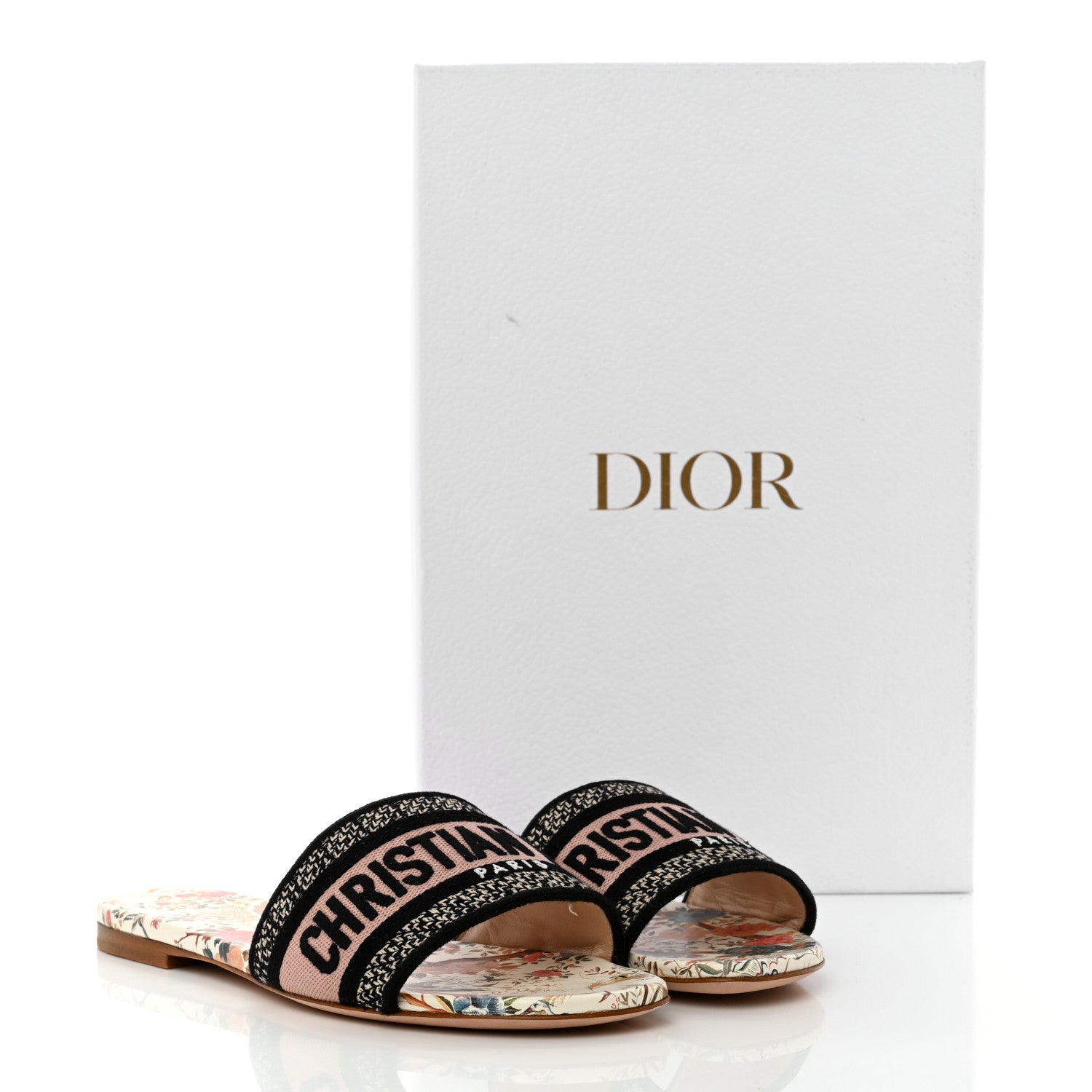 Christian Dior Canvas Jardin d’Hiver Embroidered Dway Flat Slide Sandals 36.5 White Multicolor 9 of 9