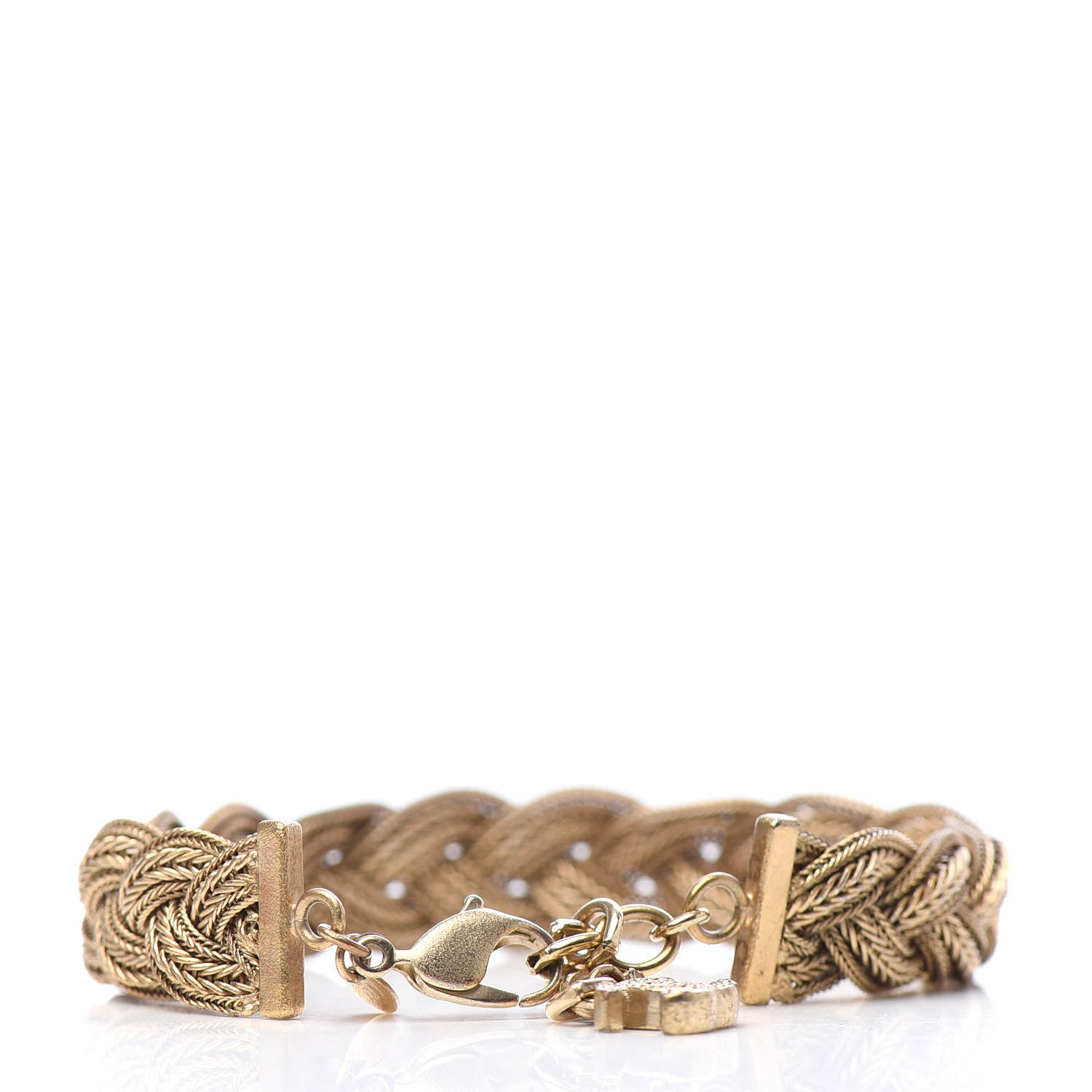 Chanel Metal Braided Chain Bracelet Gold 3 of 6