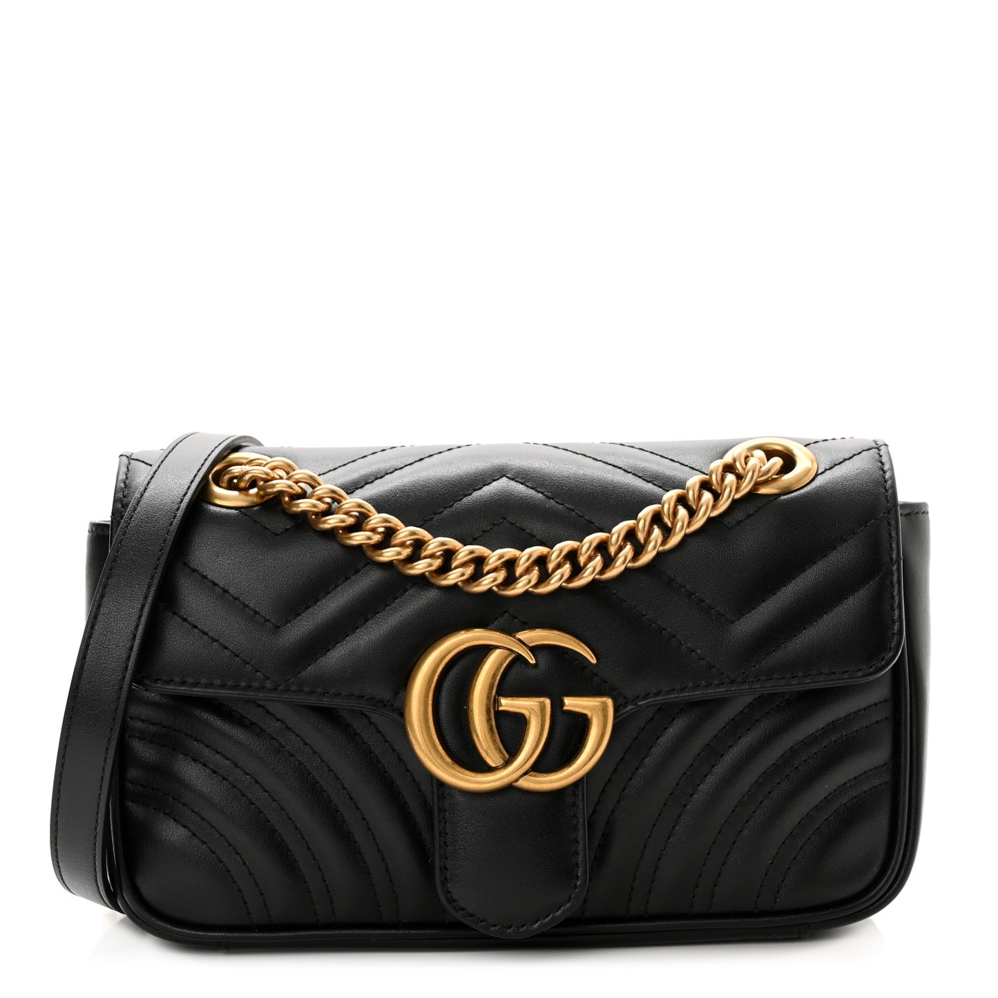 Calfskin Matelasse Mini GG Marmont Shoulder Bag Black