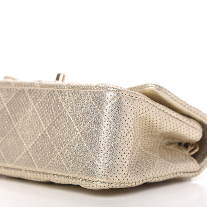 Chanel Metallic Lambskin Perforated Mini Rectangular Flap Light Gold 7 of 10