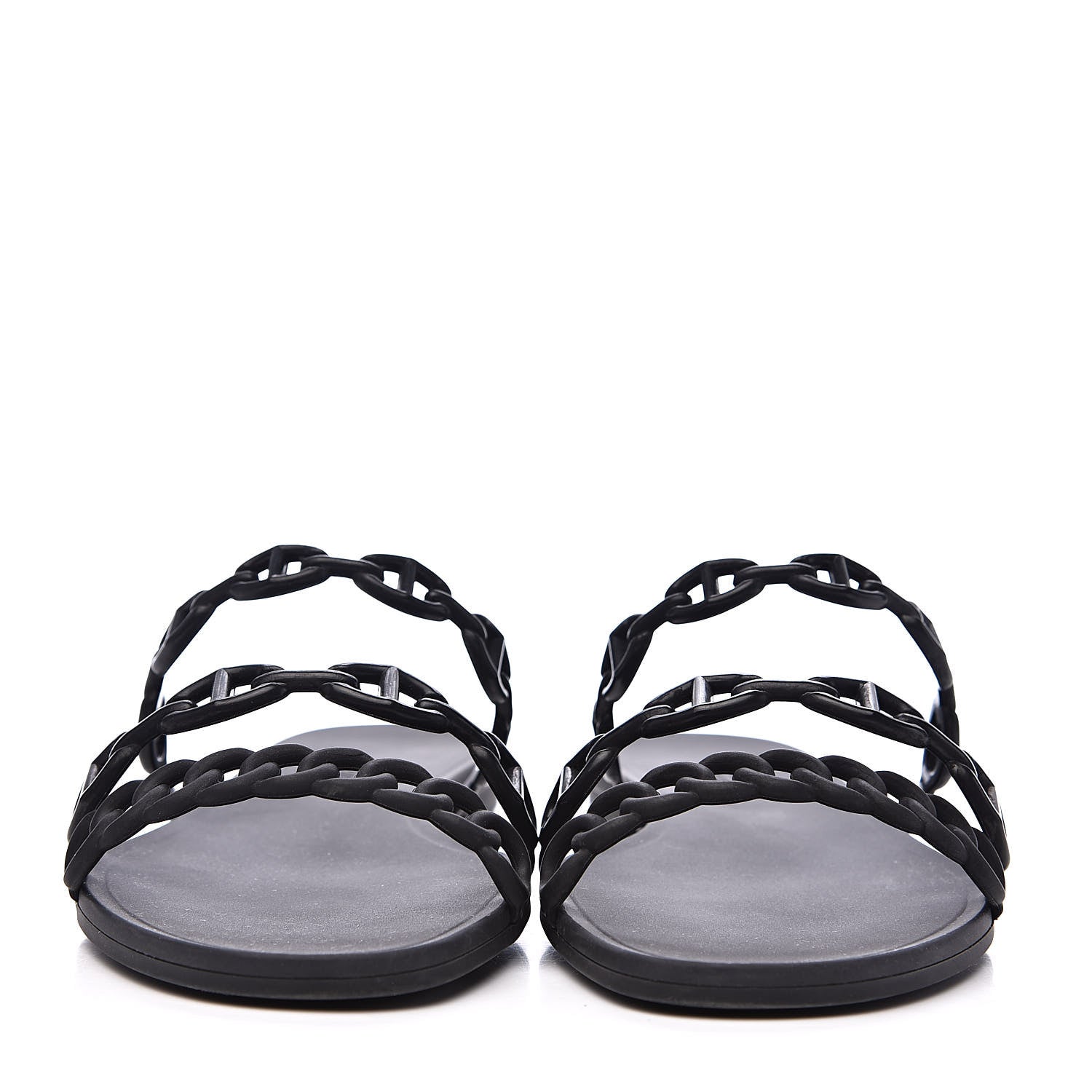 Hermes Rubber Chaine d'Ancre Rivage Sandals 37 Black 2 of 8