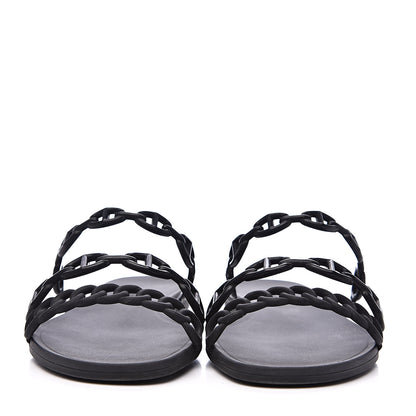 Hermes Rubber Chaine d'Ancre Rivage Sandals 37 Black 2 of 8