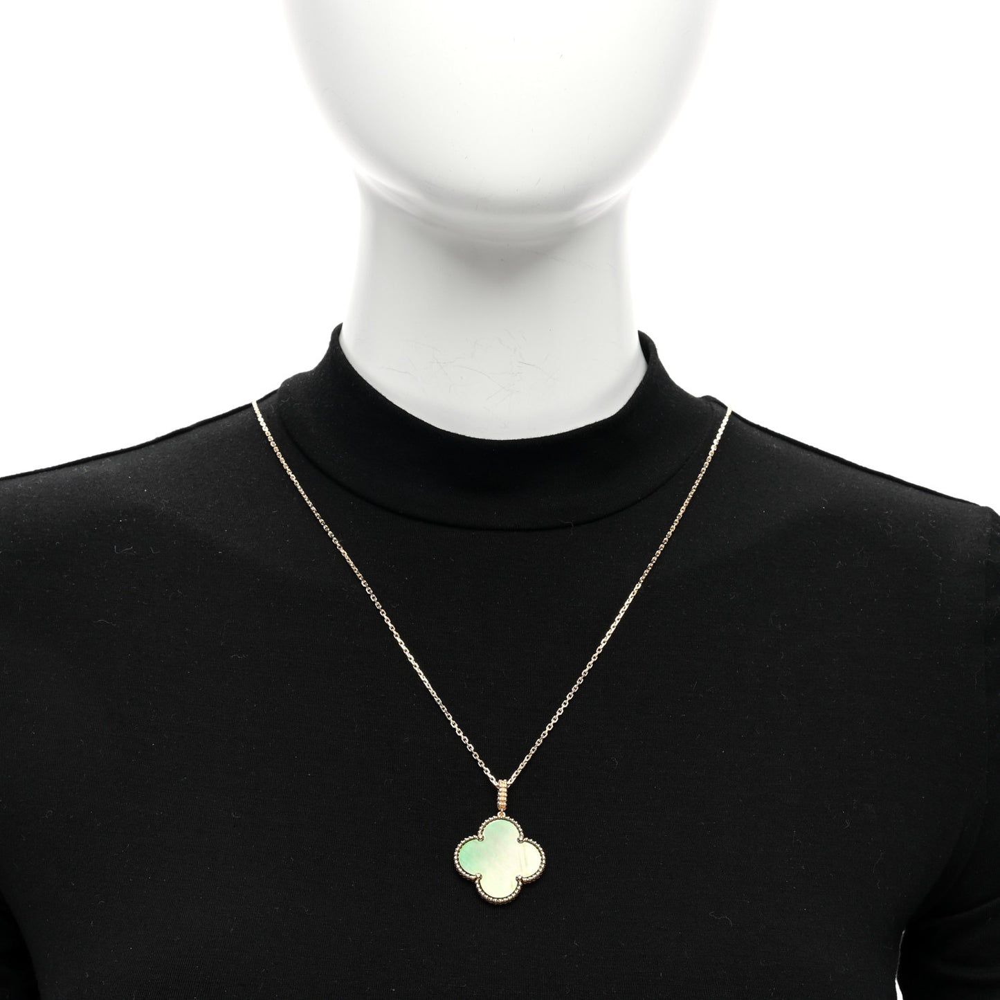 18K Yellow Gold Malachite Magic Alhambra Pendant Necklace