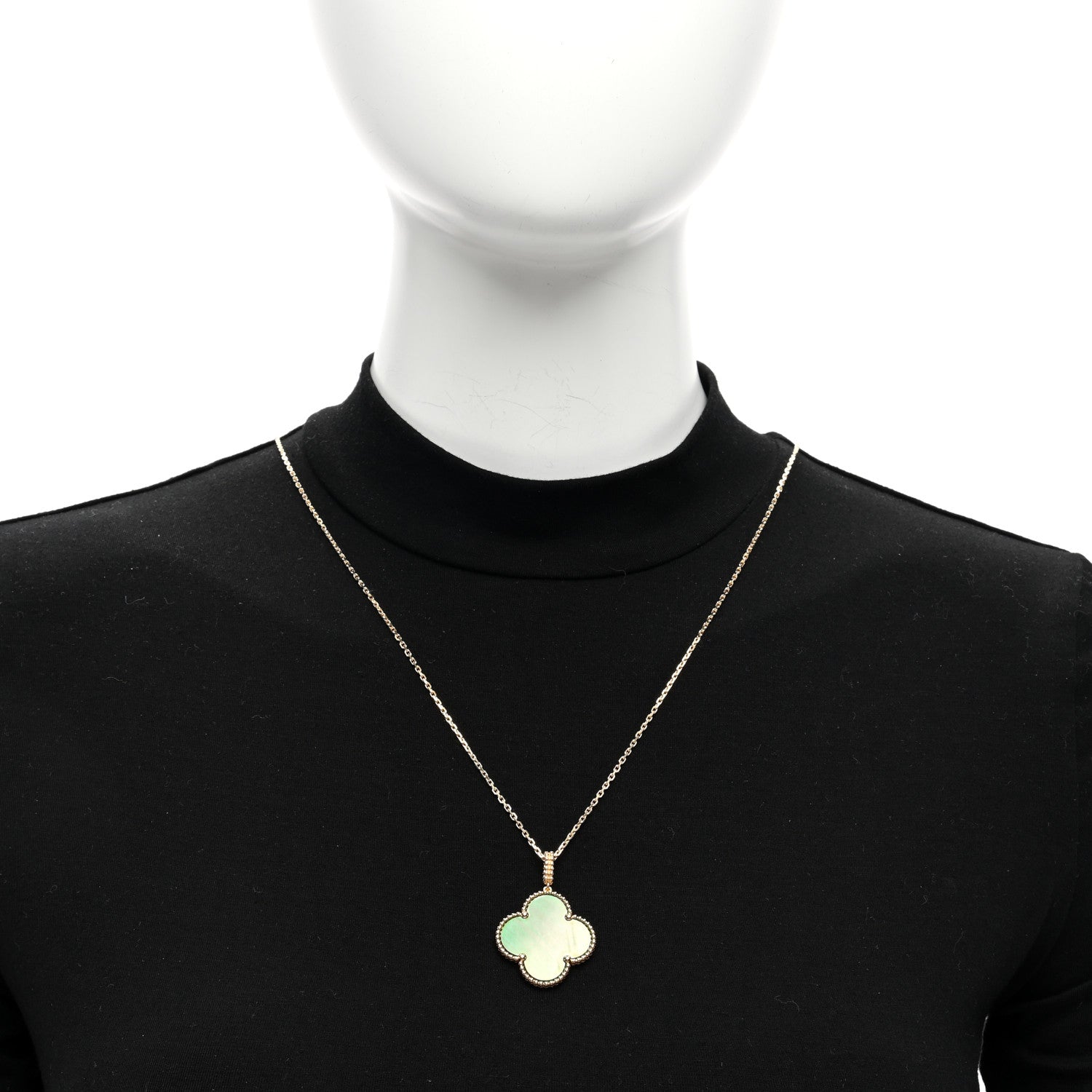 Van Cleef & Arpels 18K Yellow Gold Malachite Magic Alhambra Pendant Necklace 2 of 4