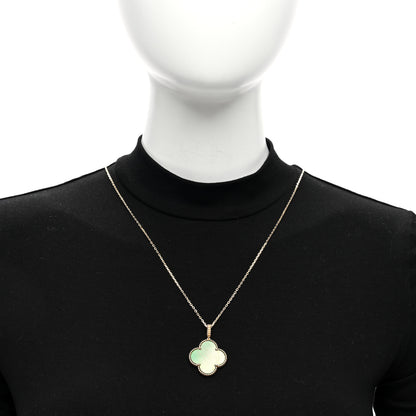 Van Cleef & Arpels 18K Yellow Gold Malachite Magic Alhambra Pendant Necklace 2 of 4