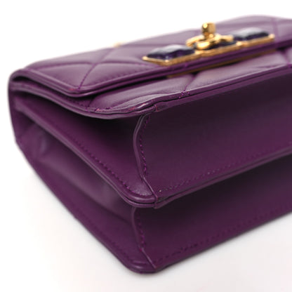 Chanel Calfskin Resin Quilted Mini Flap Purple 9 of 12