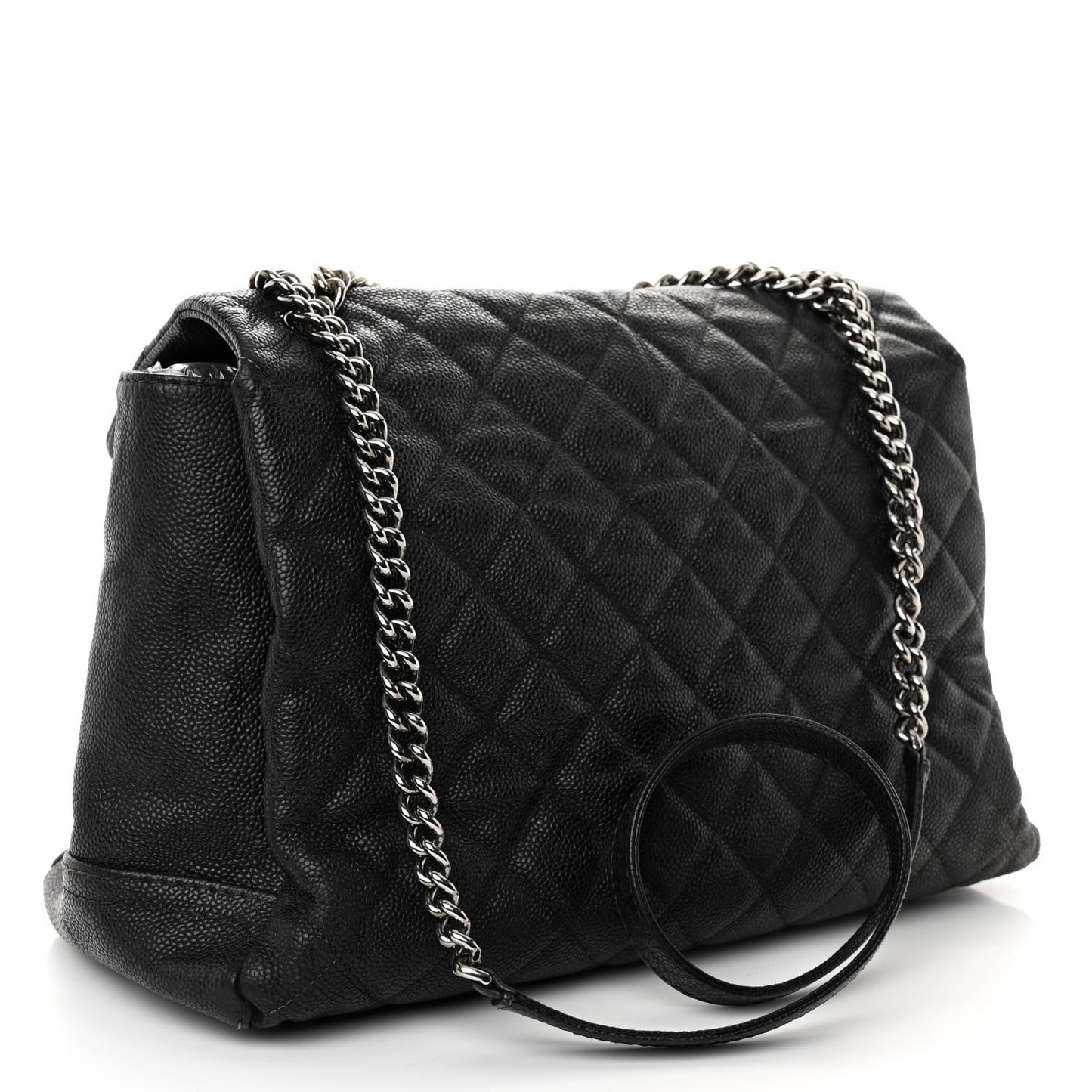 Iridescent Caviar Medium Lady Pearly Flap Black