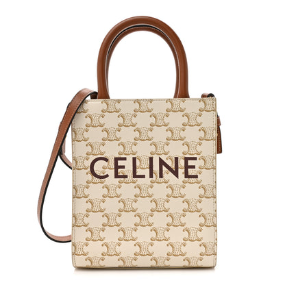 Celine Triomphe Canvas Calfskin Mini Vertical Cabas White 1 of 13