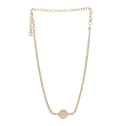 Chanel Crystal CC Chain Short Necklace Gold 3 of 8