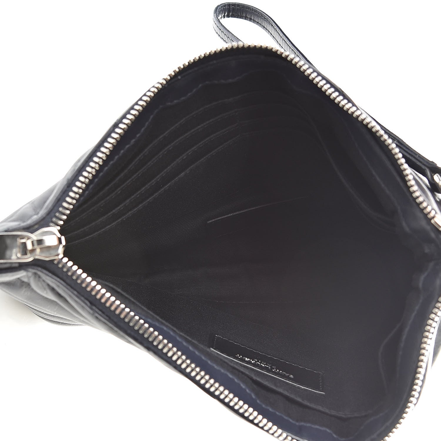 Saint Laurent Calfskin Matelasse Chevron Monogram A5 Wristlet Deep Marine 5 of 8
