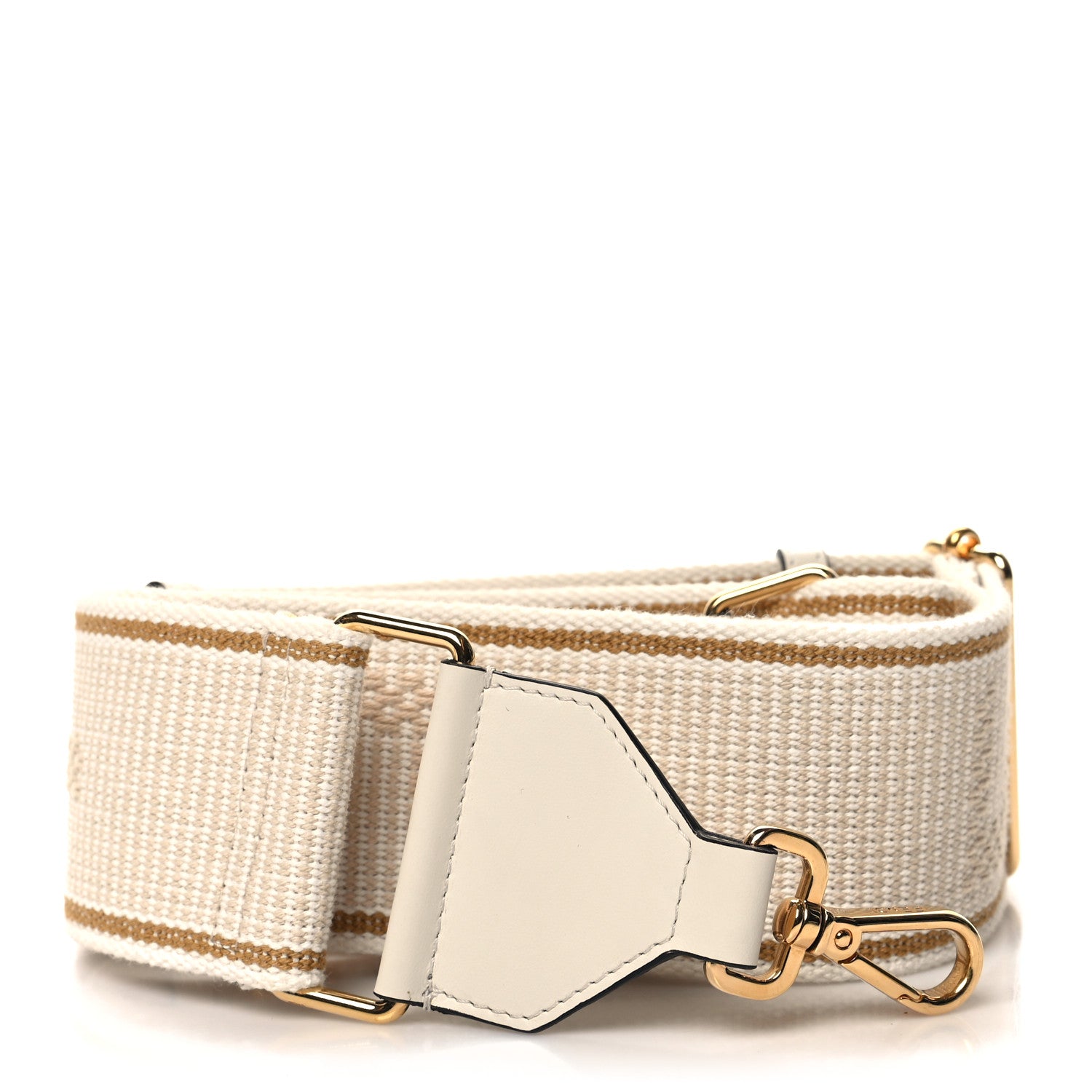 Fendi Cannete Ribbon Poly Vitello Century Logo Adjustable Strap You White Garza Ecru 1 of 6