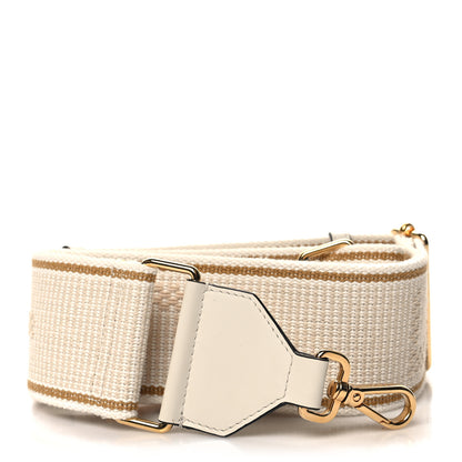 Fendi Cannete Ribbon Poly Vitello Century Logo Adjustable Strap You White Garza Ecru 1 of 6