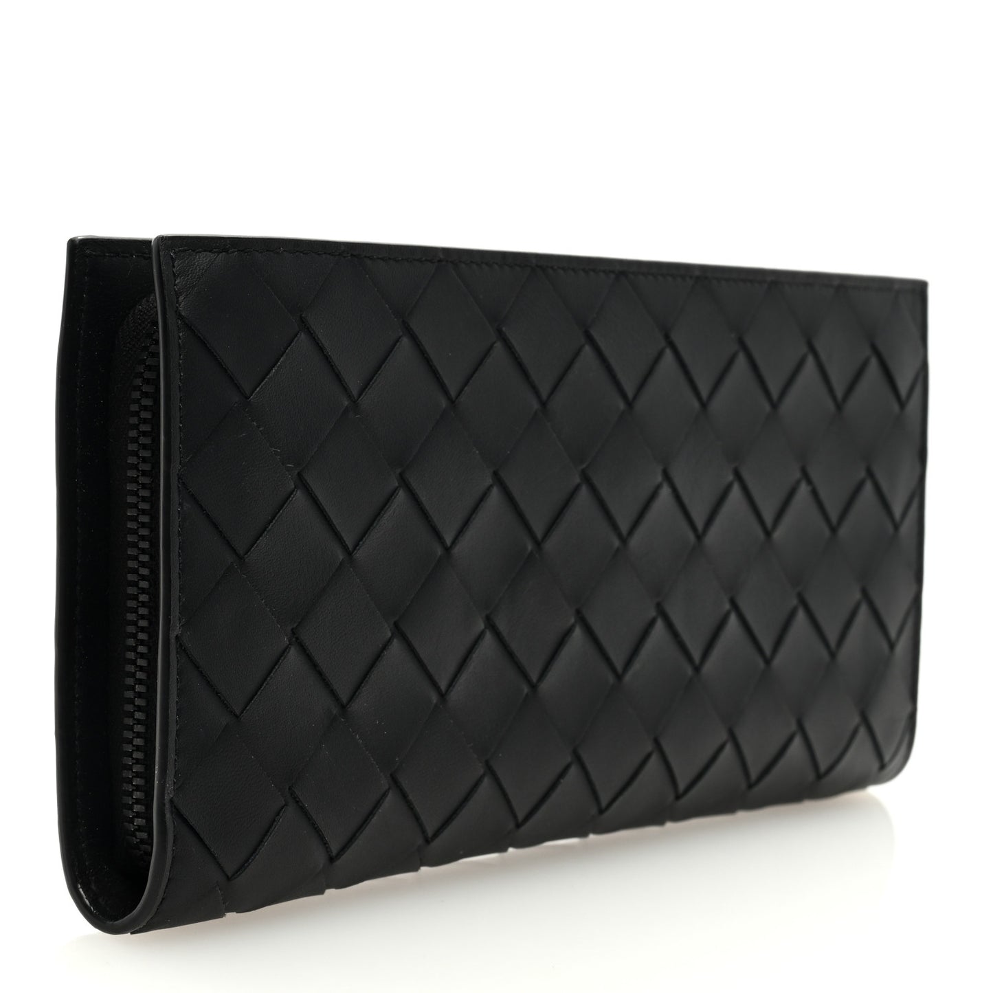 Nappa Intrecciato Zip Wallet Black