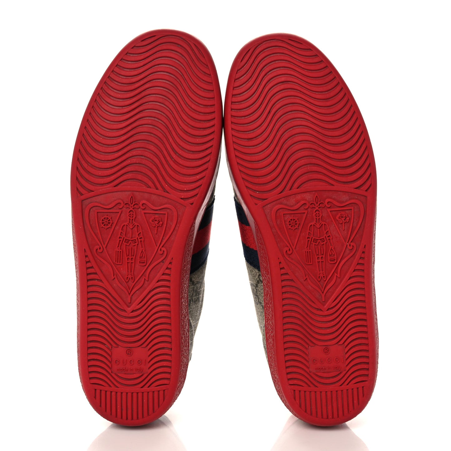 GG Supreme Monogram Ayers Mens New Ace Low-Top Sneaker 36 Beige Red