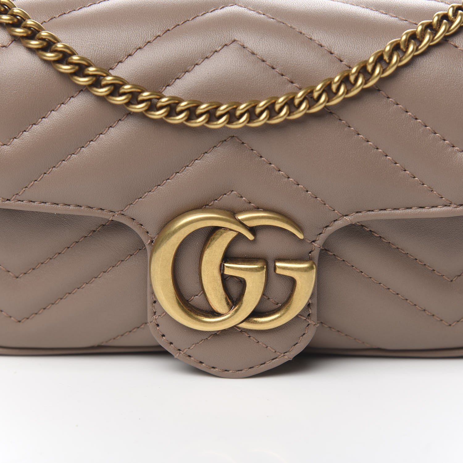Gucci Calfskin Matelasse Super Mini GG Marmont Shoulder Bag Porcelain Rose 9 of 10